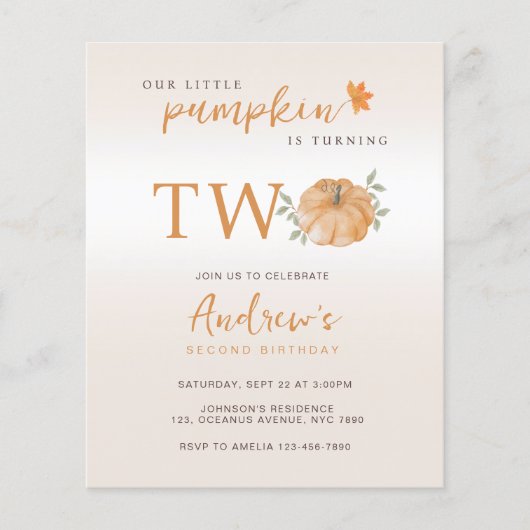 Papier Budget Notre Petit Citrouille Automne Deuxième 2e (Devant)