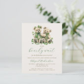 Papier Budget Nounours Green Twins QR Code Baby shower (Debout devant)