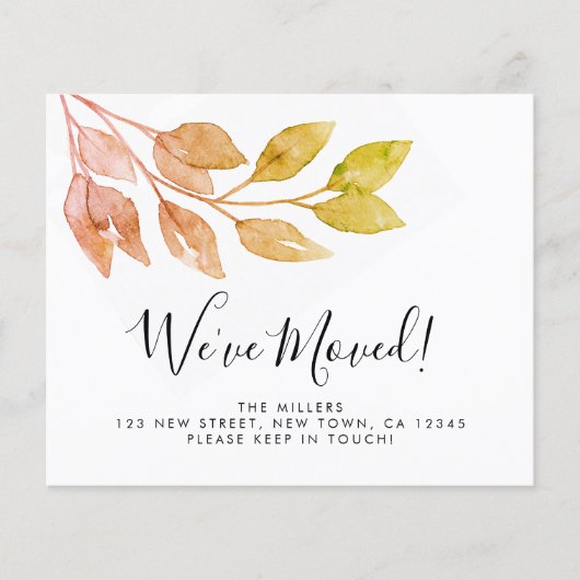 Papier Budget Nous avons déménagé le Faire-part du feuill (Devant)