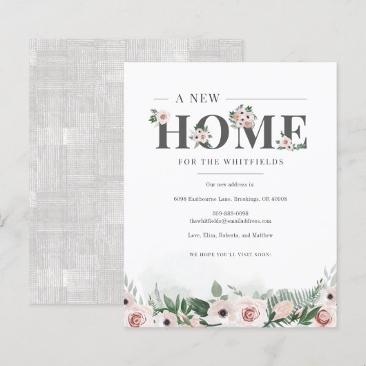 Papier Budget Nous avons déplacé le Faire-part Floral (Devant / Derrière)