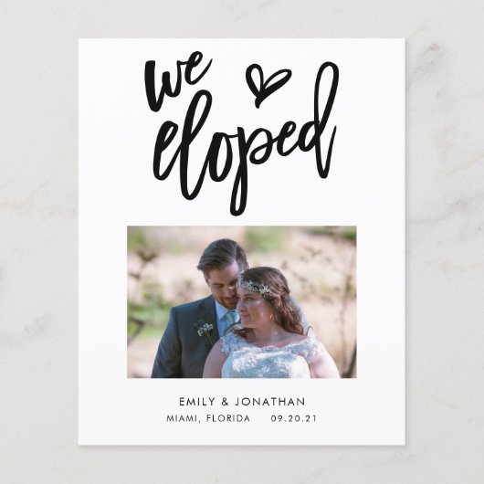 Papier Budget Nous Avons Elopé Faire-part Photo Invitatio (Devant)