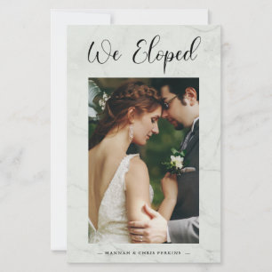 Papier Budget Nous Avons Elopé Photo Mariage Élégant Marb