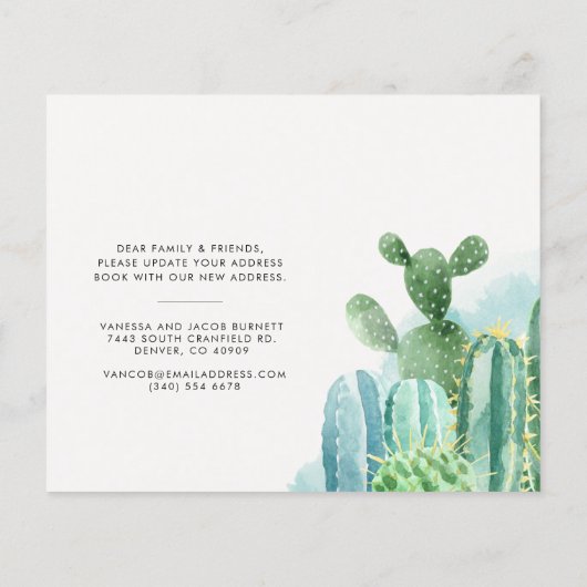 Papier Budget Nous déménageons les cactus Changement d'ad (Dos)