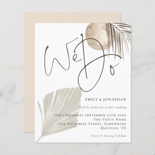 Papier Budget Nous Faisons Boho Pampas Grasse Faire-part  (Devant / Derrière)