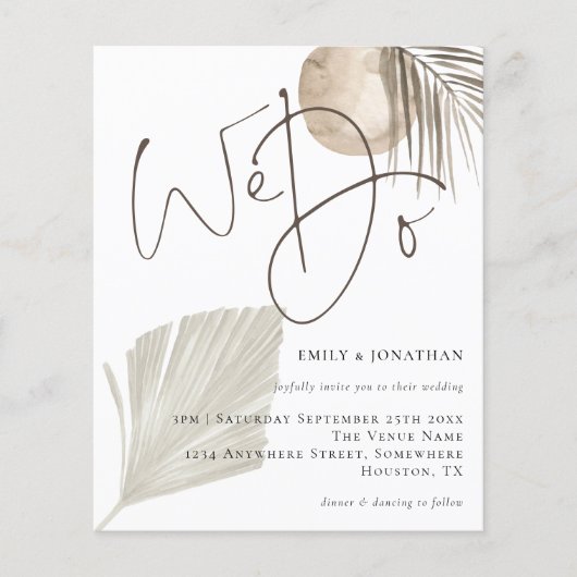 Papier Budget Nous Faisons Boho Pampas Grasse Faire-part  (Devant)