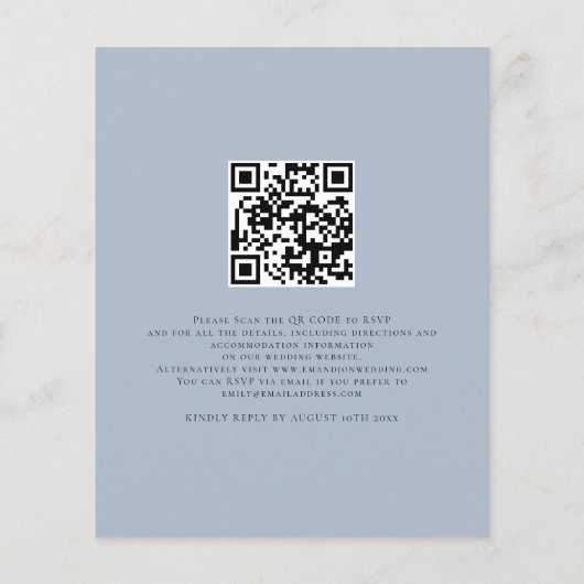 Papier Budget Nous faisons Dusty Blue QR Code Code Mariag (Dos)