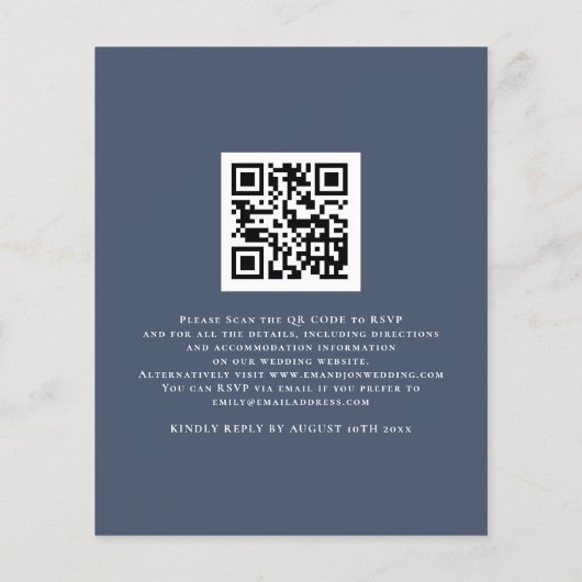 Papier Budget Nous faisons Dusty Marine Blue QR Mariage I (Dos)