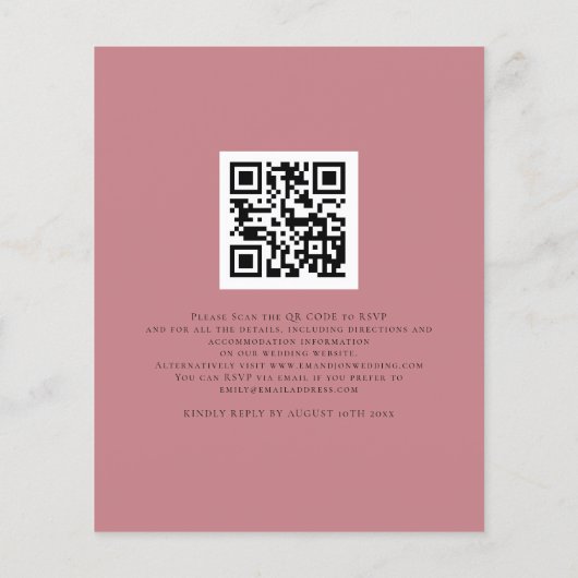 Papier Budget Nous faisons Dusty Rose QR Code Code Mariag (Dos)