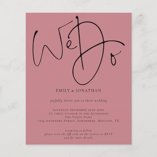 Papier Budget Nous faisons Dusty Rose QR Code Code Mariag (Devant)