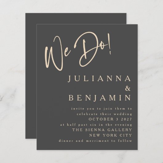 Papier Budget Nous faisons Elegant Black Gold Mariage Inv (Devant / Derrière)