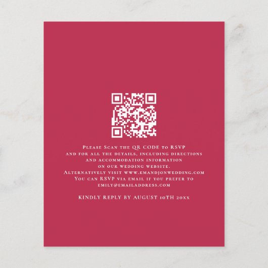 Papier Budget Nous faisons Magenta QR Mariage Invitation (Dos)