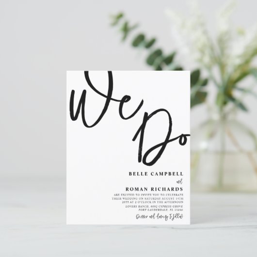 Papier Budget Nous faisons Script Mariage noir et blanc (Debout devant)