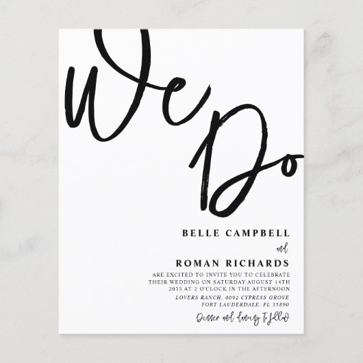 Papier Budget Nous faisons Script Mariage noir et blanc (Devant)