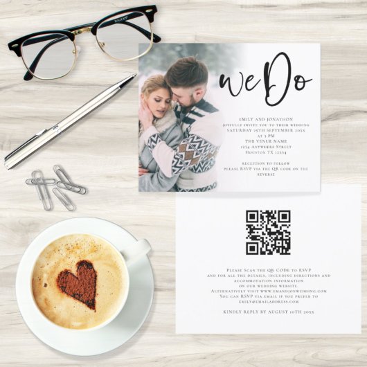 Papier Budget Nous Faisons Script Photo QR Code Mariage I
