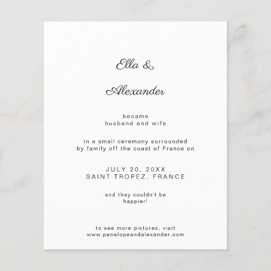 Papier Budget Nous Nous Marions Mariage Faire-part (Dos)