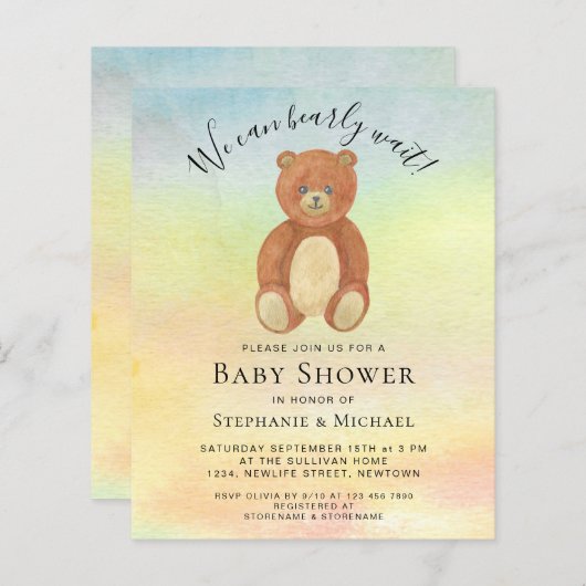 Papier Budget Nous Pouvons Attendre Le Baby shower Des Co (Devant / Derrière)