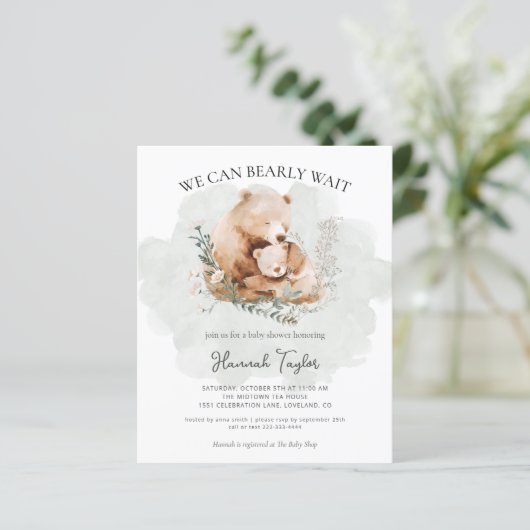 Papier Budget Nous Pouvons Attendre Teddy Bear Baby showe (Debout devant)