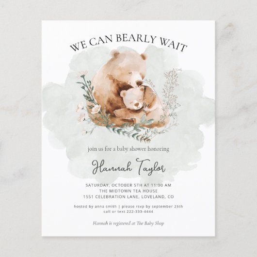 Papier Budget Nous Pouvons Attendre Teddy Bear Baby showe (Devant)