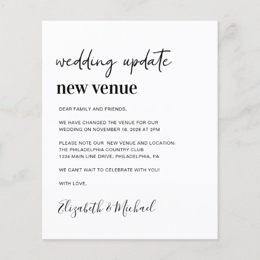 Papier Budget Nouveau site Mariage Faire-part (Devant)