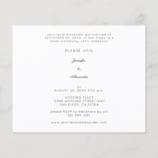 Papier Budget Nouveaux mariés HW 1 Photo Post Mariage Réc (Dos)