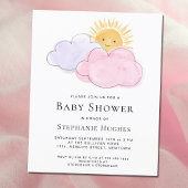 Papier Budget Nuages Filles Baby shower Invitation