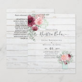 Papier BUDGET Nuestra BODA Bourgogne rose Mariage floral (Devant / Derrière)