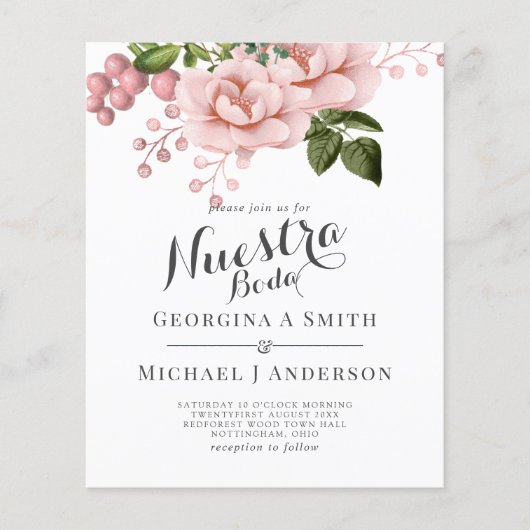 Papier BUDGET Nuestra Boda Invitacion - Roses Roses Roses (Devant)