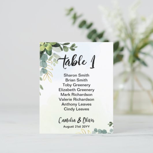 Papier BUDGET Numéro de tableau Siège Verdure Eucalyptus (Debout devant)