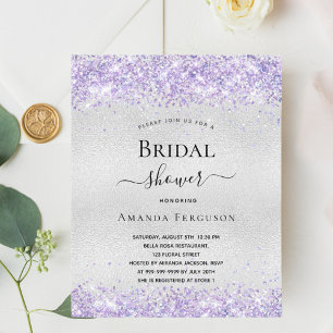 Papier Budget nuptiale douche argent violet invitation