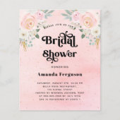 Papier Budget nuptiale douche rose pâle invitation floral (Devant)