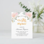 Papier Budget nuptiale douche rose pâle invitation floral (Debout devant)