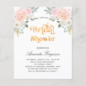 Papier Budget nuptiale douche rose pâle invitation floral (Devant)