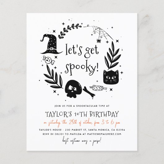 Papier Budget Obtenons Éffrayant Halloween fête d'anniver (Devant)