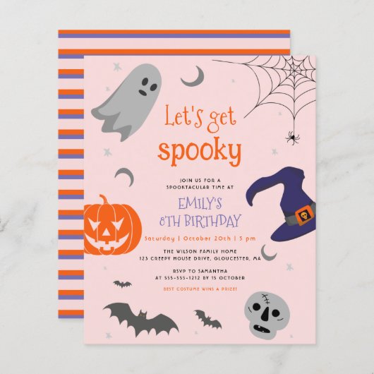 Papier Budget Obtenons Éffrayant Halloween mignon anniver (Devant / Derrière)
