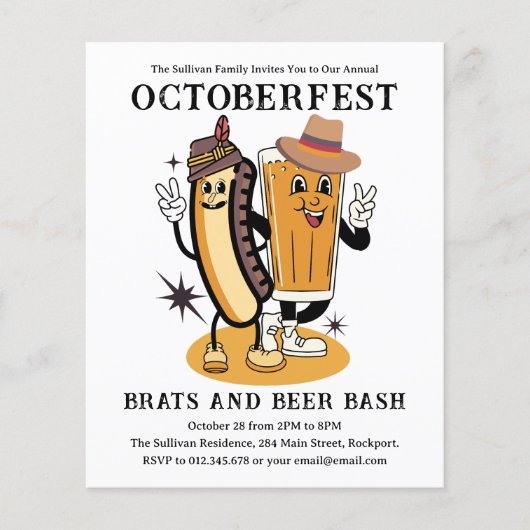 Papier Budget Octoberfest Brats Beer Party Invitation (Devant)