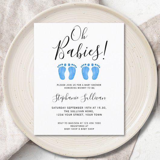 Papier Budget Oh Babies Twins Baby shower Invitation