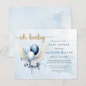 Papier Budget Oh Baby Blue Gold Boho Baby shower garçon (Devant / Derrière)