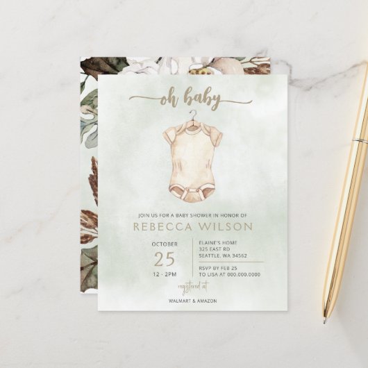 Papier Budget Oh Baby Boho Baby shower Invitation (Devant/Arrière en situation)