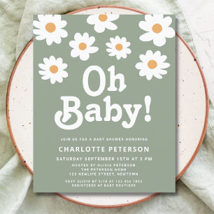 Papier Budget Oh Baby Daisy Sage Baby shower vert