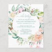 Papier Budget Oh Baby Floral Wreath Douche Invitation (Devant)