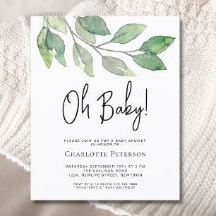 Papier Budget Oh Baby Green Baby shower Invitation