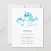 Papier Budget Oh Baby Narwhal Baby shower Invitation (Devant)