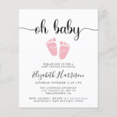 Papier Budget Oh Baby Pink Baby shower Invitation (Devant)