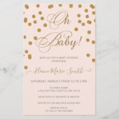 Papier Budget Oh Baby Pink Gold Baby shower Invitation (Devant)
