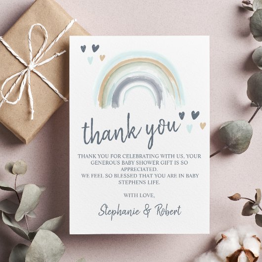 Papier Budget Oh Baby shower Blue Boho Rainbow Merci