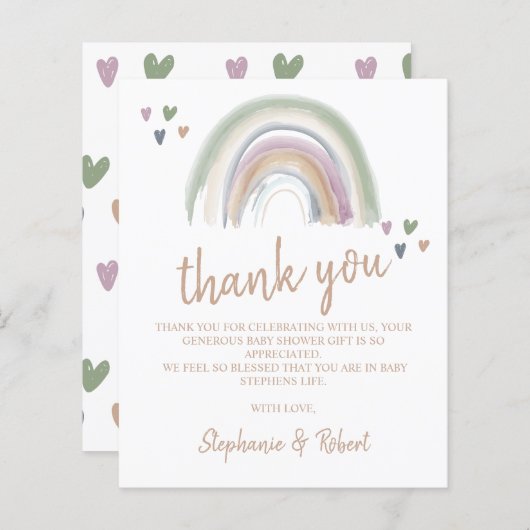 Papier Budget Oh Baby shower Boho Rainbow Merci (Devant / Derrière)