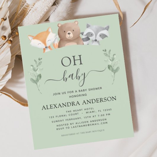 Papier Budget Oh Baby shower Woodland Invitations