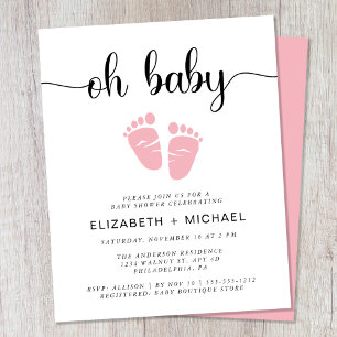 Papier Budget Oh Bébé Couples Bébé Fille Douche Invitatio