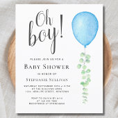 Papier Budget Oh Boy Blue Balloon Baby shower Invitation