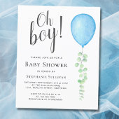 Papier Budget Oh Boy Blue Balloon Baby shower Invitation